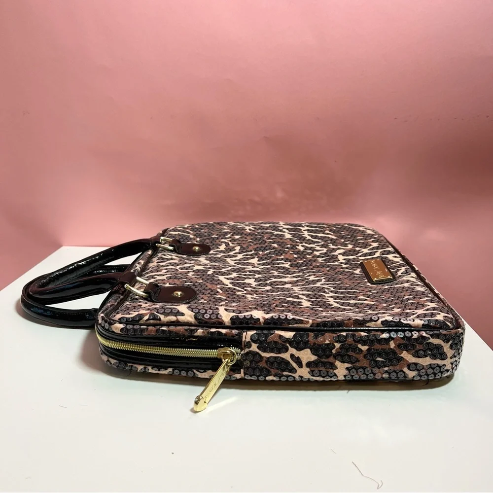 Y2K 2000s mcbling leopard sequins Betsey Johnson laptop case bag